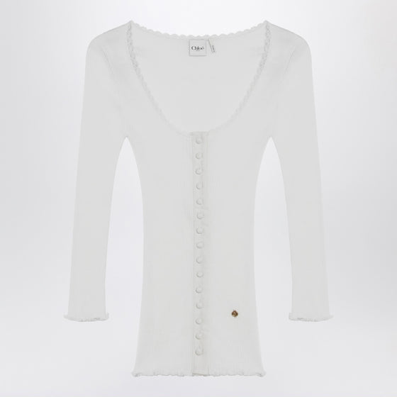 Chloé White fitted cotton cardigan