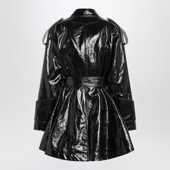 Chloé Short black coated linen trench