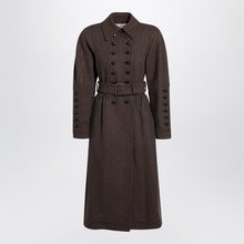  Chloé Grey/red double-breasted coat in houndstooth wool