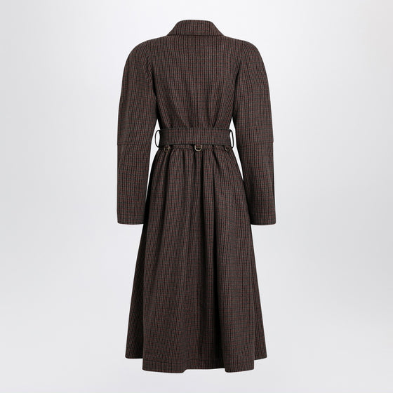 Chloé Grey/red double-breasted coat in houndstooth wool