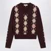 Chloé Bordeaux diamond-pattern wool sweater