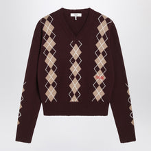  Chloé Bordeaux diamond-pattern wool sweater