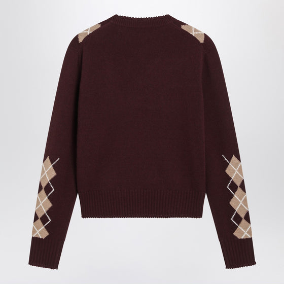 Chloé Bordeaux diamond-pattern wool sweater