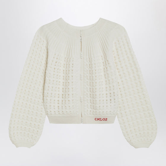 Chloé Milk-colored wool and cashmere knit cardigan
