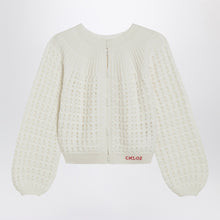  Chloé Milk-colored wool and cashmere knit cardigan