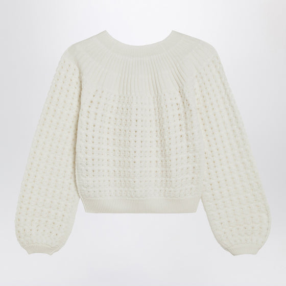Chloé Milk-colored wool and cashmere knit cardigan