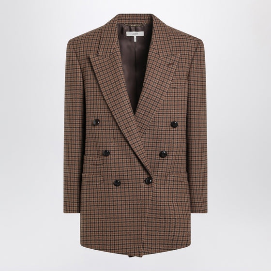 Chloé Brown/black houndstooth double-breasted jacket