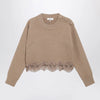Chloé Cropped turtleneck sweater in wool-cashmere Bleached brown