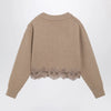 Chloé Cropped turtleneck sweater in wool-cashmere Bleached brown