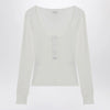 Chloé White Henley cotton jersey top