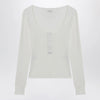 Chloé White Henley cotton jersey top