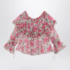 Chloé Puff-sleeve top in multicolor silk