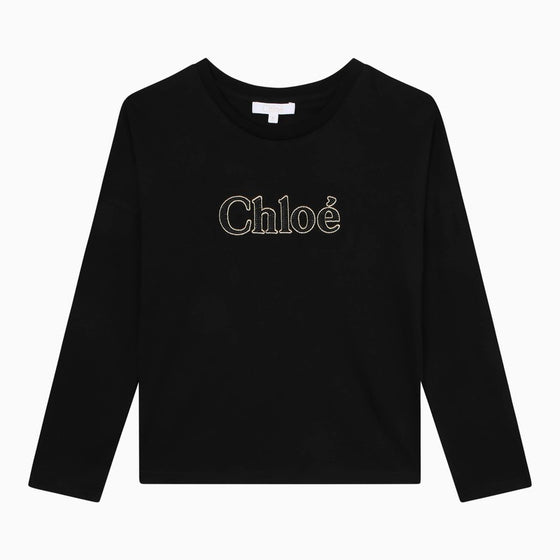 Chloé Black crew-neck T-shirt with logo
