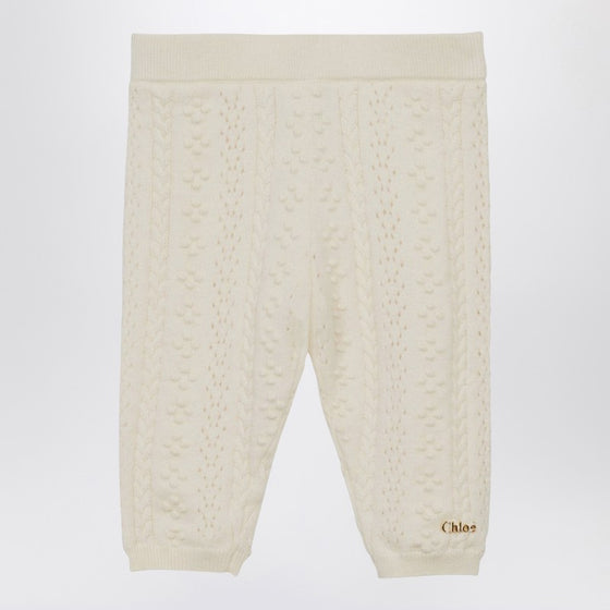 Chloé Ivory embroidered cotton and wool legging