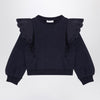 Chloé Navy blue cotton sweatshirt with ruffles