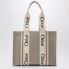 Chloé Medium Woody tote bag in beige canvas