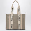 Chloé Medium Woody tote bag in beige canvas