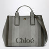 Chloé Carry tote bag in dark green striped canvas