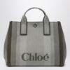 Chloé Carry tote bag in dark green striped canvas