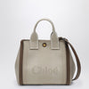 Chloé Carry Small tote bag in beige striped canvas