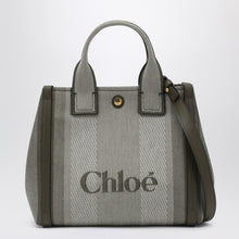  Chloé Carry Small tote bag in dark green striped canvas