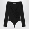 Max Mara Black crossover bodysuit in stretch jersey