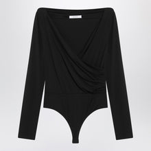  Max Mara Black crossover bodysuit in stretch jersey