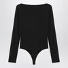 Max Mara Black crossover bodysuit in stretch jersey