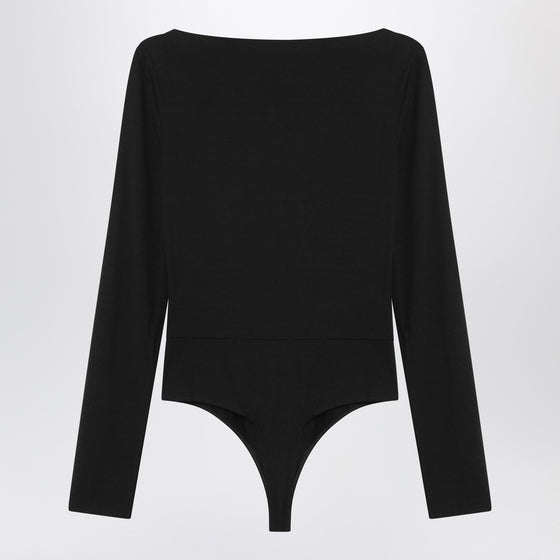 Max Mara Black crossover bodysuit in stretch jersey