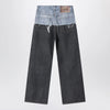 Acne Studios Trompe-l'oeil jeans in blue/pinstrike pattern