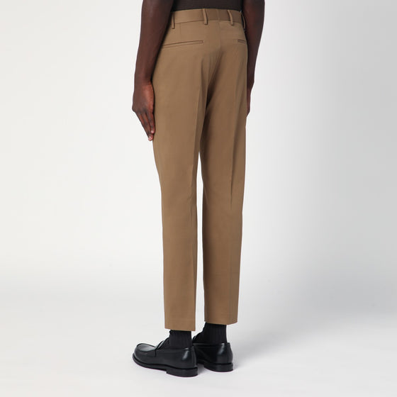 PT Torino Slim-fit hazelnut-coloured cotton trousers