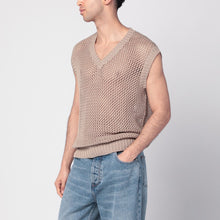  Tagliatore Perforated dove grey cotton waistcoat