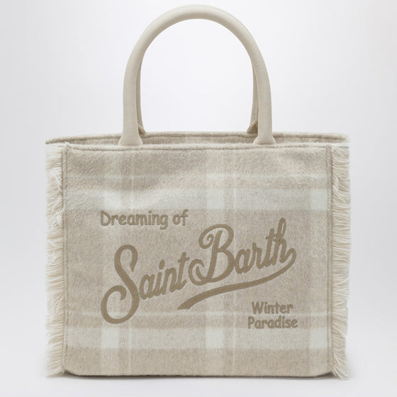 MC2 Saint Barth Light beige check-pattern Vanity tote bag