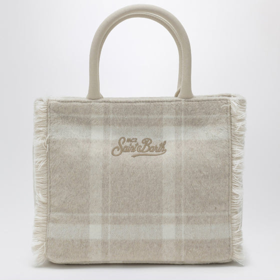 MC2 Saint Barth Light beige check-pattern Vanity tote bag