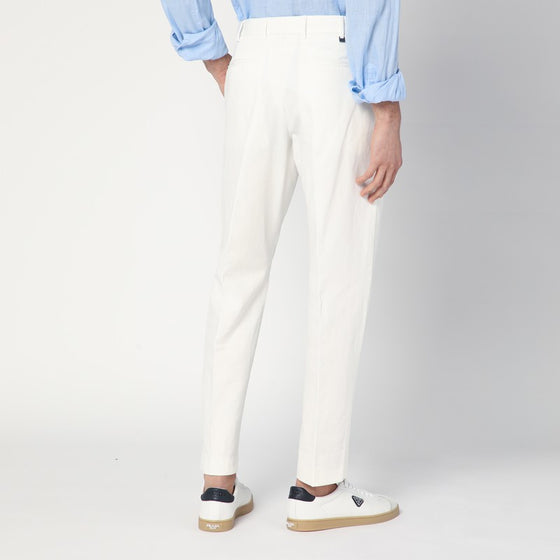 PT Torino White cotton and linen trousers