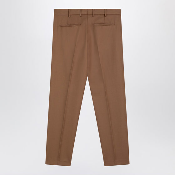 PT Torino Desert-coloured virgin wool trousers
