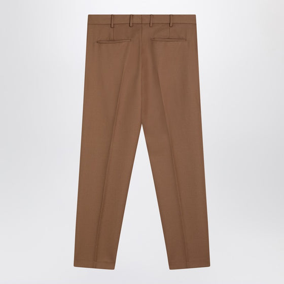 PT Torino Desert-coloured virgin wool trousers