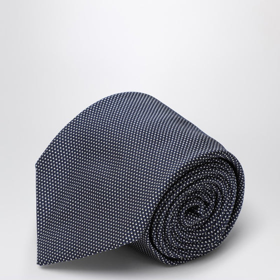 Destin Blue/white silk small polka dot tie