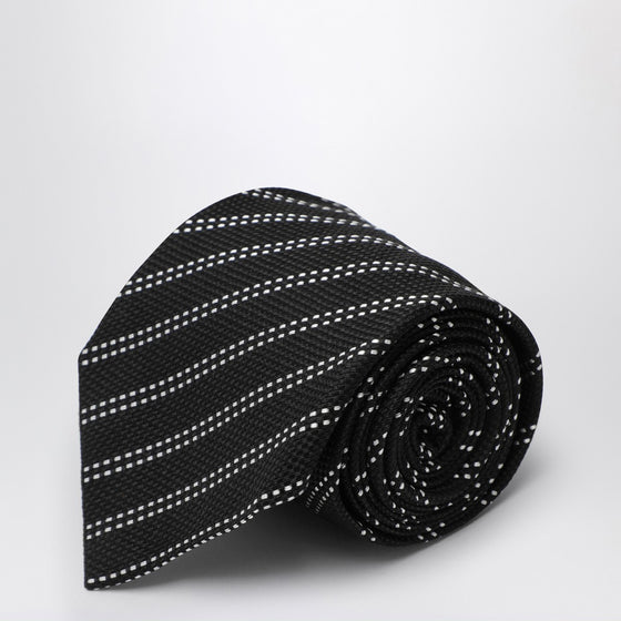 Destin Black/white silk tie