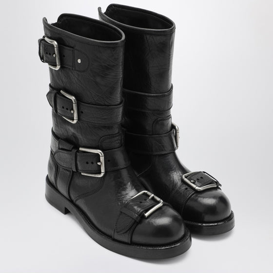 Dolce & Gabbana Dolce&Gabbana Black leather boots with straps