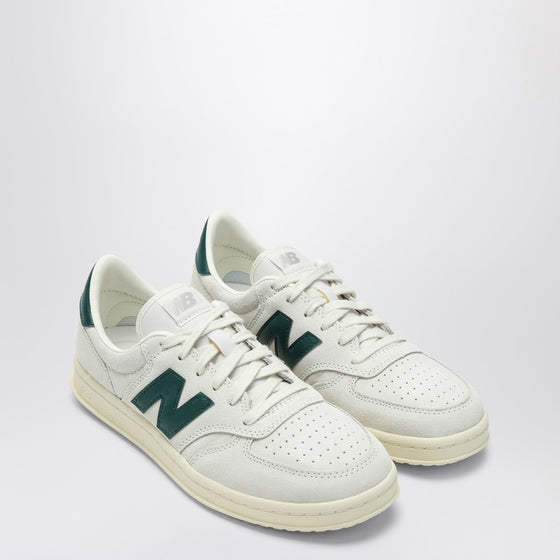New Balance T500 white/green suede sneaker
