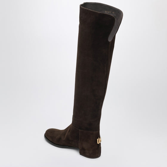 Dolce & Gabbana Dolce&Gabbana High suede boot in ebony brown