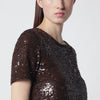 P.A.R.O.S.H. Brown sequin knit top