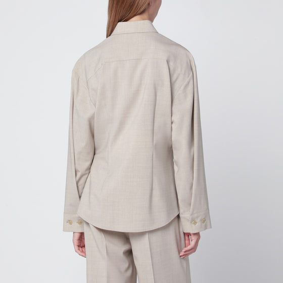 P.A.R.O.S.H. Stucco-coloured wool shirt