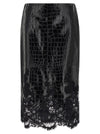 Ermanno Scervino Coconut Print Sheath Skirt With Lace
