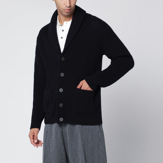 Drumohr Navy blue merino wool cardigan