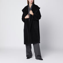  Tagliatore Black alpaca and wool-blend coat with hood