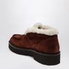Doucal''s Brown suede moccasin with fur
