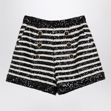  Balmain Black/white striped shorts with sequins