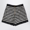 Balmain Black/white striped shorts with sequins
